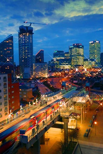 Canary wharf skyscrapers night - wharf,