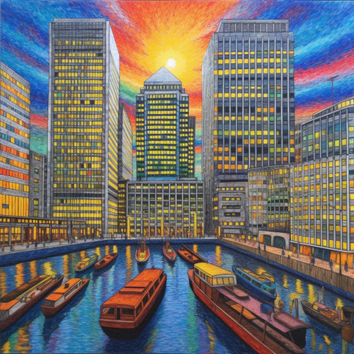 London canary wharf pastel - london, art